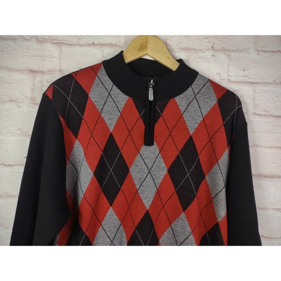 Vintage 90s Phat Farm Argyle Quarter Zip Sweater Size Medium Hip Hop Street Cool - Picture 6 of 6